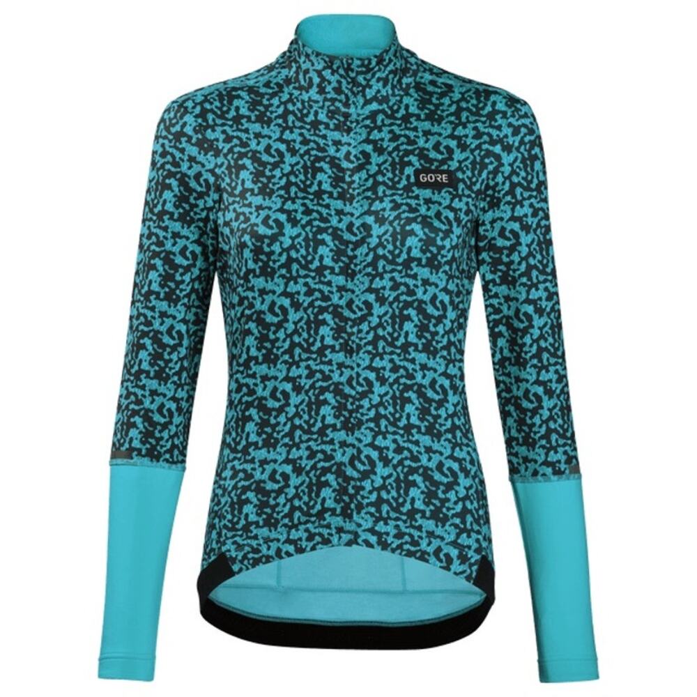 NEW Gorewear Progress Thermo Rain Camo Jersey Blue Form Fit Cycling Jacket Med